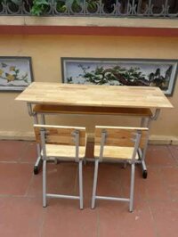 Bàn học sinh rời ghế  thanh lý gỗ tự nhiên – PQ 07