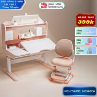 Bàn học sinh thông minh MinHee A19 Bàn học gỗ tự nhiên , Mặt bàn nâng hạ size 100cm và 120cm chống gù chống cận cao cấp