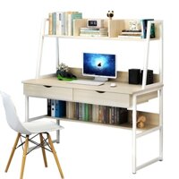 Bàn học tập khung sắt sơn tĩnh điện hiện đại, bàn làm việc lắp ráp dễ dàng liền kệ sách dưới gầm và phía trên thông minh