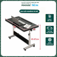 Bàn Học Và Làm Việc Thông Minh Đa Năng Mặt Bàn Nghiêng 90 Độ, Bàn Laptop Xếp Gọn Có Bánh Xe - Hàng Chính Hãng - Đen