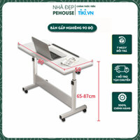 Bàn Học Và Làm Việc Thông Minh Đa Năng Mặt Bàn Nghiêng 90 Độ, Bàn Laptop Xếp Gọn Có Bánh Xe - Hàng Chính Hãng - Trắng