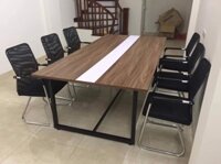 Bàn họp chân sắt đẹp giá rẻ  mặt gỗ rộng 2.4m BHKS06