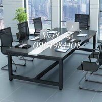 bàn họp chân sắt mặt gỗ ghép 2 màu