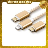 ban Hot- Cáp dây dù 3 đầu bọc nhôm Iphone/Samsung/Type C dài 1m2 Sale siêu  rẻ