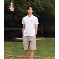 Bán Hush Puppies Hush Puppies Áo thun nam mùa hè Cotton nguyên chất nam thoáng khí thể thao thêu áo sơ mi Polo ngắn tay