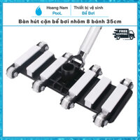 Bàn hút vệ sinh bể bơi 8 bánh xe đen trắng cán nhôm, Bàn hút đáy hồ bơi (NẶNG)