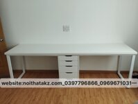 Bàn IKEA Full Trắng 1 hộc Tủ 240x60cm