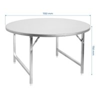 Bàn inox 304 tròn 1m2 chân xếp thái lan gấp gọn, cạnh vuông an toàn