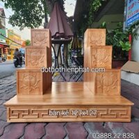 Bàn kê gỗ xoan đặt bàn thờ ông địa 127x127cm giá rẻ nhất thị trường Lh : 0933.159.286