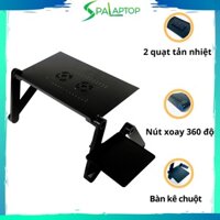 Bàn kê Laptop đa năng trên giường xoay 360 độ tích hợp quạt đôi tản nhiệt - Spa Laptop