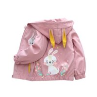 Bán Kích Thước 90 / 120 / 130cm Bé Gái Áo Khoác Tai Thỏ Dễ Thương Có Mũ Trùm Đầu Thời Trang Trẻ Em Áo Khoác Ngoài Mùa Xuân Thu Áo Khoác Gió Cho Bé Gái 1-6 Tuổi