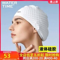 bán kính bơi gần đây Mũ bơi WaterTime cho nữ chống thấm nước chống trượt màu đen tóc dài bảo vệ tai lớn mũ bơi silicon chuyên nghiệp kính bơi có ống thở kính bơi trẻ em