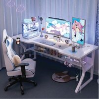 Bàn làm việc, bàn gaming chân sắt sơn tĩnh điện 40x40mm tích hợp 2 nắp luồn dây điện giá để cốc, giá treo tai nghe