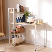 Bàn làm việc bàn học bàn máy tính kết hợp kệ sách kệ để đồ khung sắt tiện lợi tiết kiệm diện tích - GM12
