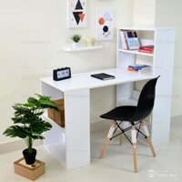 Bàn làm việc, bàn học giá sách màu trắng 04