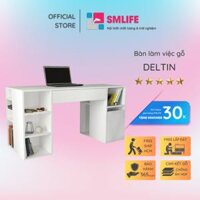 Bàn làm việc, bàn học gỗ hiện đại SMLIFE Deltin  Gỗ MDF dày 17mm chống ẩm  D145xR60xC75cm