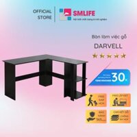 Bàn làm việc, bàn học gỗ hiện đại SMLIFE Darvell   Gỗ MDF dày 17mm chống ẩm  D130xR130xC75cm - Đen