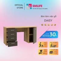 Bàn làm việc, bàn học gỗ hiện đại SMLIFE Daisy  Gỗ MDF dày 17mm chống ẩm  D140xR60xC75cm - Màu  Sồi  Đen