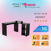 Bàn làm việc, bàn học gỗ hiện đại SMLIFE Donkey   Gỗ MDF dày 17mm chống ẩm  D130xR70xC75cm - Đen