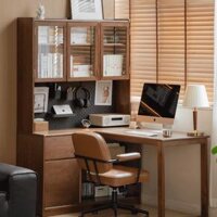 Bàn Làm Việc Bàn Học Gỗ Tự Nhiên Kèm Kệ Sách Togismart BTG 072