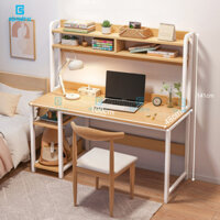 Bàn làm việc, bàn học kèm giá sách thiết kế phong cách hiện đại, gỗ MDF dễ lau chùi, khung sắt sơn tĩnh điện chắc chắn
