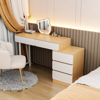 Bàn làm việc bàn phấn gỗ kèm kệ đầu giường chân sắt decor phòng thương hiệu Ilumia- IM142.11