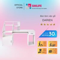 Bàn làm việc, bàn vi tính gỗ hiện đại SMLIFE Darien   Gỗ MDF dày 17mm chống ẩm  D160xR45xC120cm - Trắng