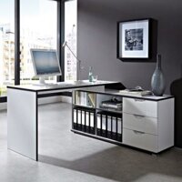 Bàn làm việc chân giá sách chữ L BGS17