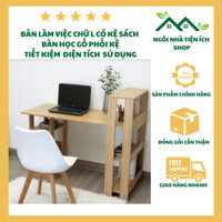 Bàn Làm Việc Chữ L Có Kệ Sách, Bàn Học Gỗ MDF Phối Cùng Kệ, Tiết Kiệm Diện Tích Không Gian Gia Đình