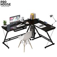 Bàn làm việc chữ L khung thép chịu lực sơn tĩnh điện, mặt gỗ MDF phủ melamine chống xước