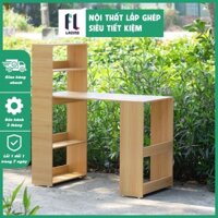 Bàn làm việc có kệ sách Lazino, bàn học gỗ MDF cao cấp phong cách hiện đại