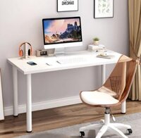 Bàn làm việc FUNA BLV09 kích thước 80x40cm chân sắt tròn to đường kính 5cm chắc chắn, decor phòng phong cách hiên đại, vintage.