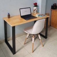 Bàn làm việc gỗ cao su mẫu chữ U [60x140x75cm], CHÂN SẮT SƠN TĨNH ĐIỆN ĐEN size lớn để được 3 máy tính luôn nhé