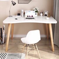 Bàn làm việc gỗ MDF, bàn học chân gỗ tự nhiên chắc chắn, bền bỉ tích hợp hộc tủ để đồ tiết kiệm không gian