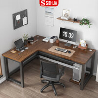 Bàn làm việc góc chữ L khung sắt mặt gỗ MDF tiết kiệm không gian thương hiệu SOHJA - GM126