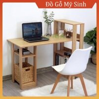 Bàn làm việc học thông minh chữ L kèm kệ sách màu vân gỗ MDF để chơi game kê phòng khách ngủ