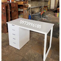 BÀN LÀM VIỆC IKEA 5HỘC TỦ FULL TRẮNG D1M2 (hình thật )