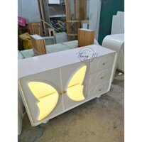 BÀN LÀM VIỆC KÈM TỦ CHÂN BI, DECOR CÁNH BƯỚM, ĐÈN LED TỰ ĐỘNG – Shop nội thất
