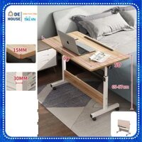 Bàn Làm Việc Tăng Giảm Chiều Cao Điều Chỉnh Độ Nghiêng, Bàn Học Gấp Gọn Có Bánh Xe Kích Thước 80x50cm - Vân gỗ