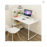 Bàn Làm Việc – Văn Phòng – Bàn Học Liền Kề Kệ Sách Màu Trắng