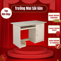 Bàn làm việc văn phòng có kệ CPU Trường Mai Sài Gòn cao cấp có thanh trượt máy tính hộc tủ cánh khoá