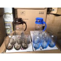 [Bán lẻ rẻ như bán buôn] BỘ BÌNH 6 CỐC THỦY TINH CÓ MÀU HOT HIT