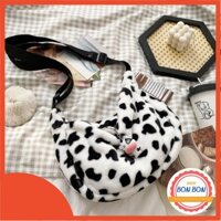 [BÁN LỖ ] Túi Vải Đeo chéo Nữ Họa Tiết Bò Sữa Đáng Yêu