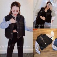 [BÁN LỖ VỐN] Áo khoác jean tay dài phối thun Cao Cấp