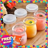 [BÁN LỖ XẢ HÀNG] Sét 12 hũ thủy tinh làm sữa chua có nắp đậy cỡ 100 mL và 200 ml