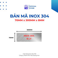 Bản mã vuông inox 304, kích thước 70x300mm, độ dày 8mm, cắt laser độ chính xác cao