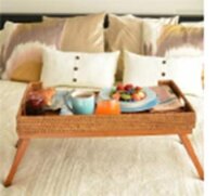 Bàn Mây Gấp Hình Chữ Nhật Chân Gỗ – Phụ Kiện Trang Trí Bằng Gỗ Hàng Thủ Công – L42W30H25 – cái