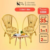 Bàn mây, ghế mây tre  đan cao cấp kết hợp bàn mây, phù hợp làm bàn ghế decor / ban công gia đình HOME MÂY