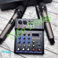 Bàn Mixer G4 live stream được hỗ trợ màn hình LED có bluetooth kiêm 2 mic không dây tiện cho oto loa kéo và các loa khác