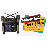 Bàn Mixer G4 live stream được hỗ trợ màn hình LED có bluetooth kiêm 2 mic không dây, tiện cho oto loa kéo+kèm dây av